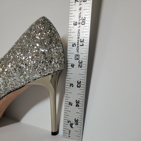 Jimmy Choo Romy Stilletto 85/100mm Champagne Glitter Pointed-Toe Pump - Picture 4 of 16